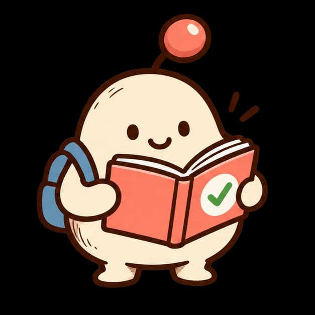Gumbalup mascot reading a completed workbook