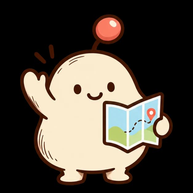Gumbalup mascot waving with an open guide map